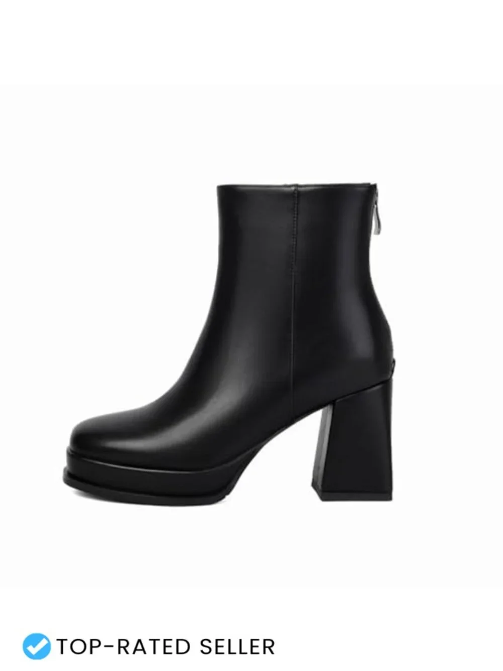 Womens Platform Boots Chunky Block Heel Ankle Booties Square Toe PU
